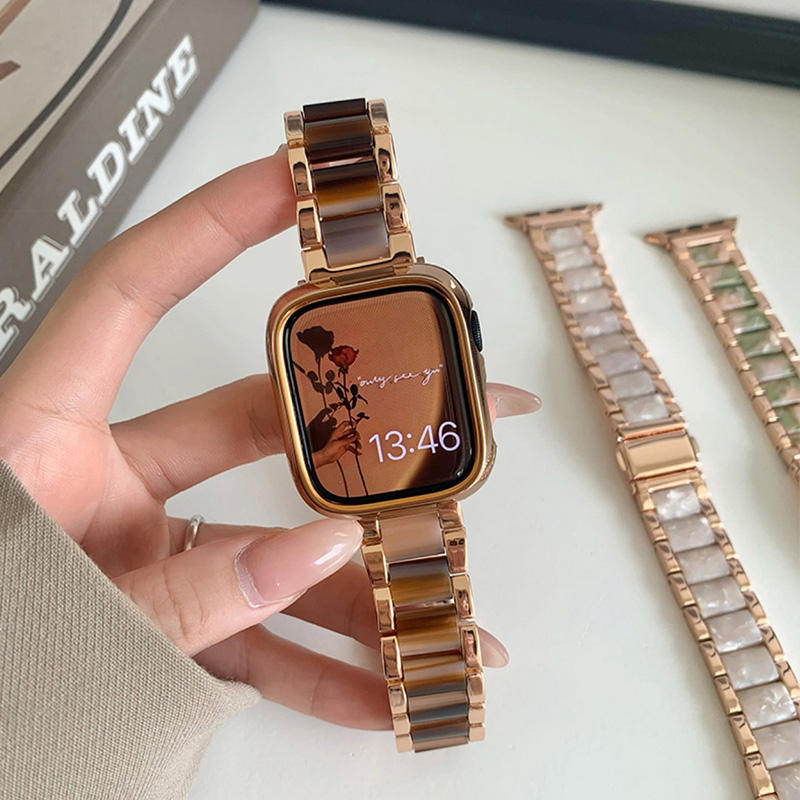 【ケース付き】apple watch バンド べっ甲 45mm/40mm 大理石柄 アップル ウォッチ カバー バンド ステンレス apple watchSE バンド ケース 女性 プレゼント おすすめ
