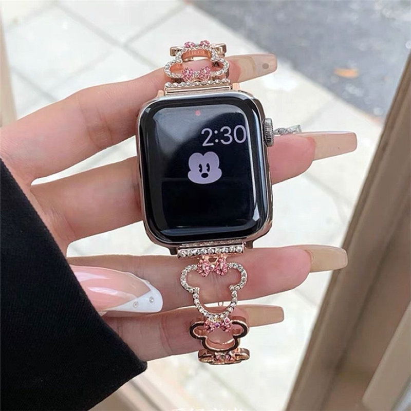apple watch ブレスレット キラキラ アップル ウォッチ バンド ディズニー ミニーマウス apple watch バンド キャラクター アップル ウォッチ バンド レディース 蒸れない