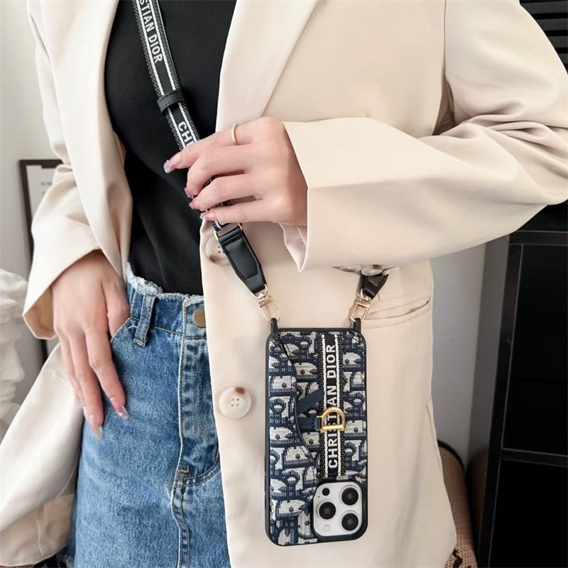 dior スマホ ショルダー iphone ケース 人気 女子 ブランド iphone16/16pro ケース ハイブランド iphoneケース ショルダー ブランド スマホケース 斜めがけ カード収納