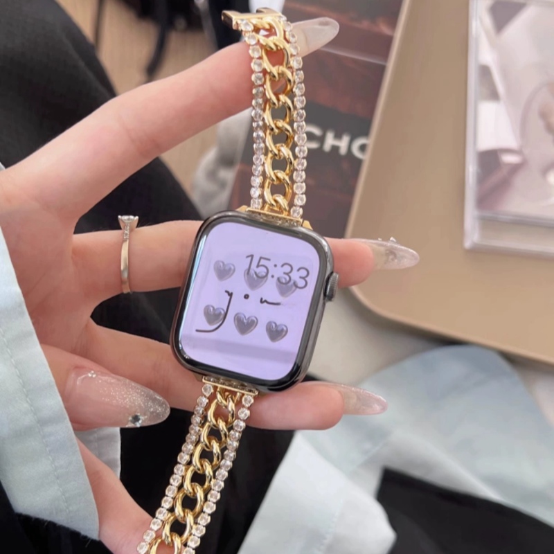 アップル ウォッチ バンド キラキラ ストーン apple watch ブレスレット apple watch バンド 細め アップル ウォッチ バンド 女性 おすすめ ピンクゴールド/ゴールド