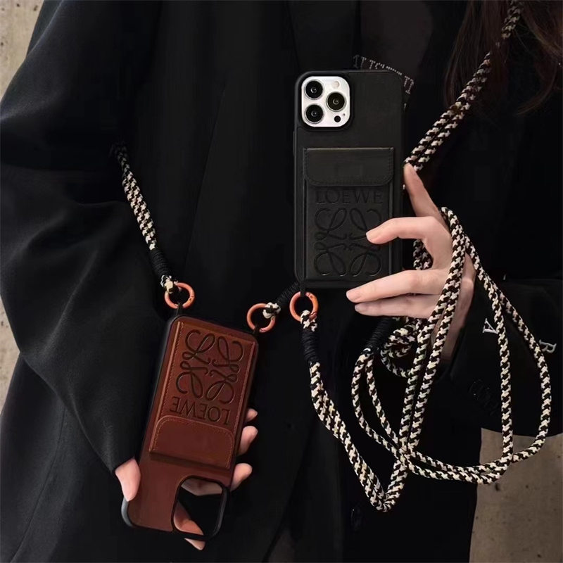 ロエベ 携帯 ケース ショルダー ハイ ブランド スマホ ショルダー メンズ おしゃれ loewe iphone16/16plus/15/15plus ケース 背面 収納 ブランド スマホショルダー ママ 人気  iphone16/16pro/14/14pro ケース かわいい