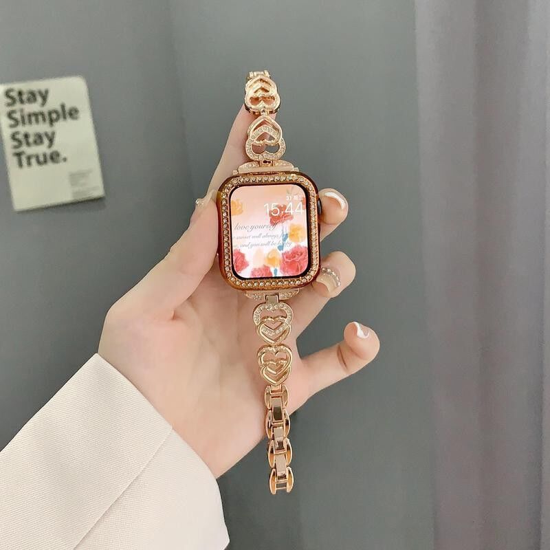 【バンド+ケース】アップル ウォッチ バンド チェーン apple watch バンド 夏 アップル ウォッチ バンド 女性 人気 apple watch キラキラ バンド アップル ウォッチ バンド どこで 買える